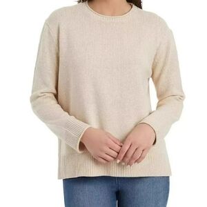 Brand New Women's Ella Moss Tan Crew Neck Long sleeve Pullover Sweater Large